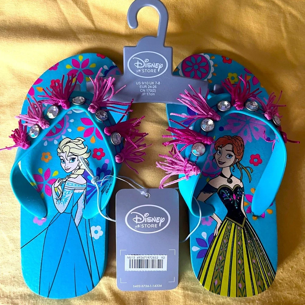 NWT Disney Frozen Blue Sandals with Fringe & Rhinestone in toddler size 9
